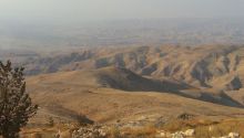 The prophet Moses viewed the Promised Land from Mount Nebo before he died.